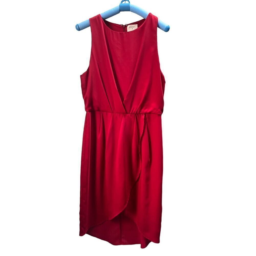Everly Women's Red Sleeveless Blouson Mini Dress Size Large